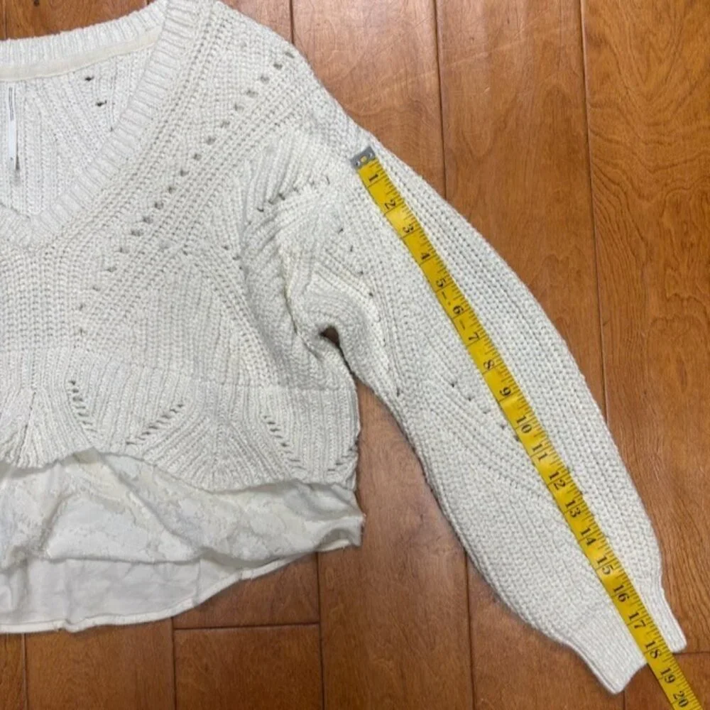 Anthropologie Womens Layered Open Knit Sweater Size LP Boho Oversize Cottagecore